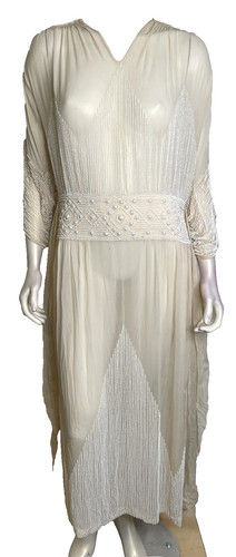 Antique 1900s ivory beaded - ivory,