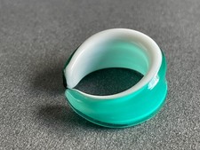 Handmade Murano Glass Ring Vibrant Turquoise & White Glass - Size M
