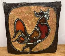 ADAM DWORSKI Wye Studio Pottery Vintage Wall Plaque Cockerel