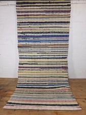 Vintage 4.5m 1950's Swedish Scandinavian Hand Woven Rag Rug Carpet Runner Yoga