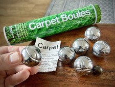 Indoor CARPET BOULES Pétanque Game in Tin. Weighted Metal Balls. Complete