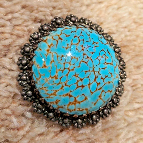 Silver tone round turquoise - silver,