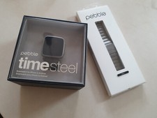 NEW Pebble Time Steel including genuine watchband in black