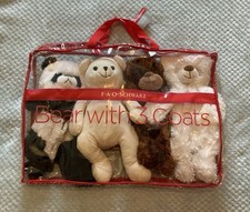 F A O SCHWARZ - Bear With 3 Coats Teddy Bear Plushy Set