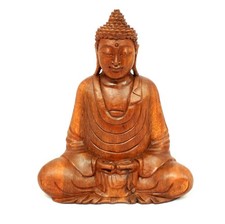 Wooden dhyani mudra buddha - wooden,