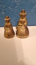 Brass Dinner Bells Welsh Ladies In Traditional  Outfit.smallest Has Lost Clanger