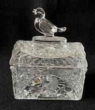 VTG Hofbauer Byrdes Birds Cut Crystal Cigarette Trinket Jewelry Box Bird Lid