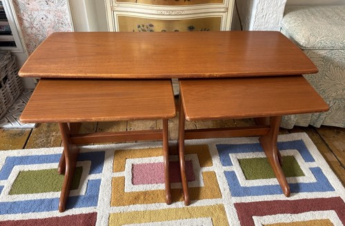 Mid century long teak nest - century,