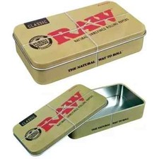 RAW  Classic Rolling Tobacco Metal Storage Tin Box Rolling Caddy Smoking Gift