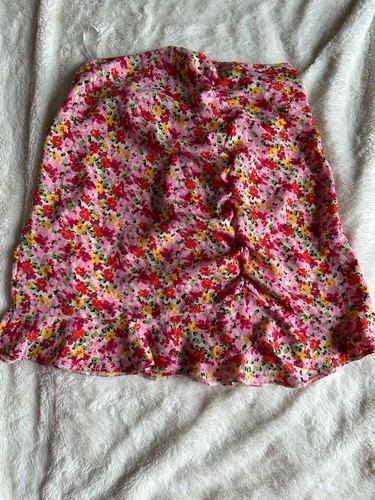 Pink flowery mini skirt - pink,