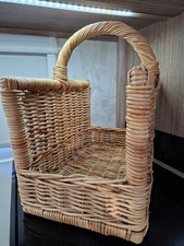 Open Ended Woven Wicker Log Basket with Handle Fireplace Decor Medium 43x28cm