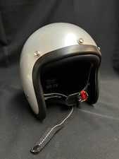 TT &CO LAMBRETTA BIKER SILVER HELMET Vtg Style Open Face Slim Fit Low Profile