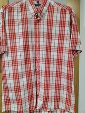 Melka Men’s Short Sleeve Check Red & White Shirt Size 40