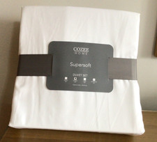 Cozee Home Supersoft 4 Piece Bedding Collection set Double White/Grey