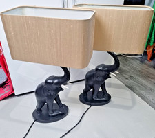 David Hunt Hand made Black Elephant table lamps x2