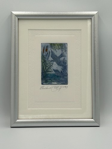 Signed original etching blue - etching,