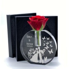Engraved Wedding Gift Or Wedding Present  Crystal Glass Flower Vase FVS-11