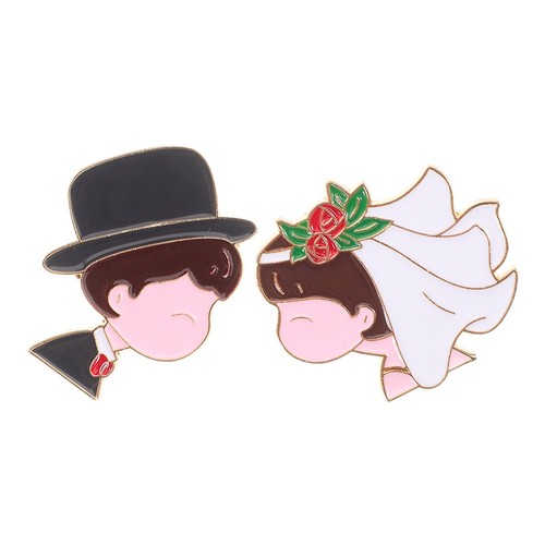 Cute cartoon couple brooch - cute,