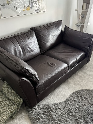 Brown leather two seater - leather, two-seater