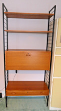 Vintage Staples Mid Century Teak & Black Wall Ladderax Shelving Unit  |