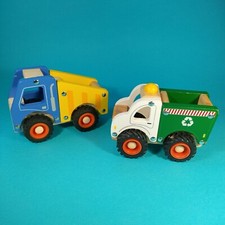 TWO WOODEN TRUCKS toys, pair