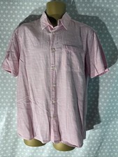 Mens M&S Man Size Medium Coral Pink Stripe Short Sleeve Smart Casual Shirt