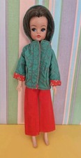 Vintage Sindy / Barbie Sized Green / Red Quilted Coat and Red Trousers - No Doll