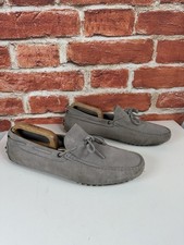 TOD'S Gommino Grey Suede Slip On Loafers Size UK 9.5 43.5 Made in Italy Leather