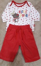M&S Baby's First Christmas Outfit Red Corduroy Pants+top Age 0-3 Months girl boy