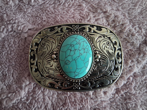 Vintage belt buckle turquoise - vintage,