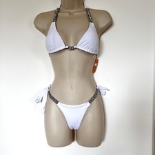 Ladies New  White Diamond Bikini Size Large -  UK 10 - 12 Moda Minx Bahimi Style