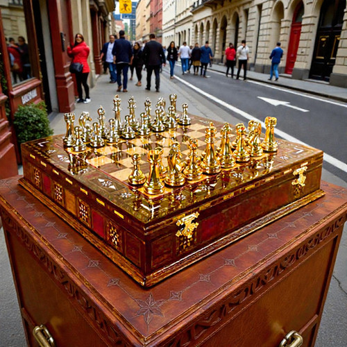 Antique style chess set - antique, 11.8"