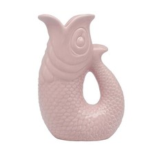Gluggle Jug Ceramic 3D Fish Water Milk Jug Decorative Vase Pink 26cm Kitchen