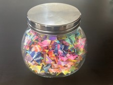 Rainbow paper cranes jar - paper, in