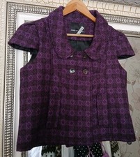 New MELIN TREGWYNT Ladies Purple Mix Lambswool Cropped Short Sleeve Jacket UK L