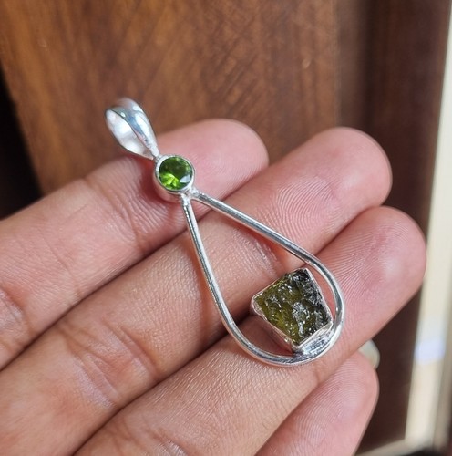 Moldavite peridot gemstone - &,