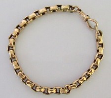 9ct Gold Bracelet - Edwardian 9ct Gold Faceted Belcher Bracelet (7 1/4 Inch)