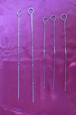 5 x MEAT/BBQ/KABAB METAL SKEWERS:  2 x 15" + 3 x 11" - USED CLEAN CONDITION