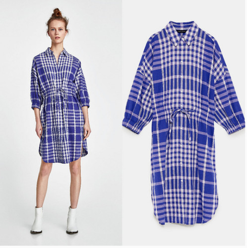 Nwt zara blue white plaid - zara,