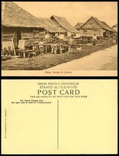 Johore Old Postcard Malay Houses in Johore Native Children Boys Chicken Bird Hut