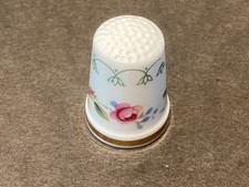 VINTAGE ROYAL DOULTON  "PINK ROSE" FLORAL FINE BONE CHINA THIMBLE