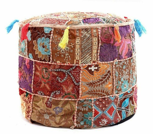 Embroidered ottoman puff