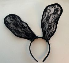 Fancy dress Bunny ears black lace metal wire edge sexy black rabbit headband