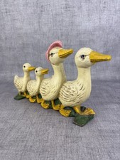 Vintage Family Of Ducks Cast Iron Doorstop Bird Goose Door Wedge