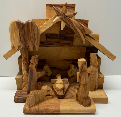 Olive wood nativity - olive,