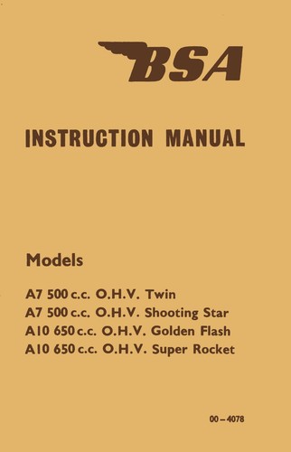 Bsa a10 manual super rocket - a10,