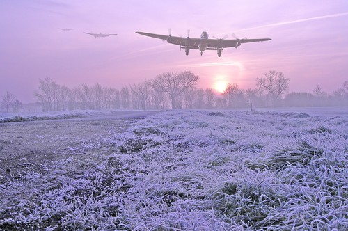 Avro lancasters winter scene - avro,