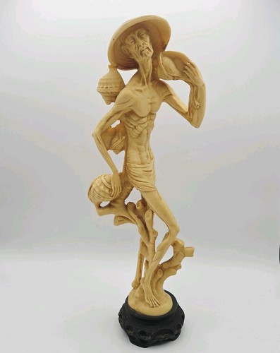 Asian fisherman statue faux - asian,
