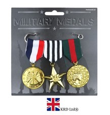 3x MILITARY MEDALS PACK Piece Plastic Medal Replica Kids Toy Fancy Dress Costume