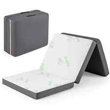 Tri Folding Foam Mattress Portable Floor Foam Mattress Topper  w/ Bamboo Fiber